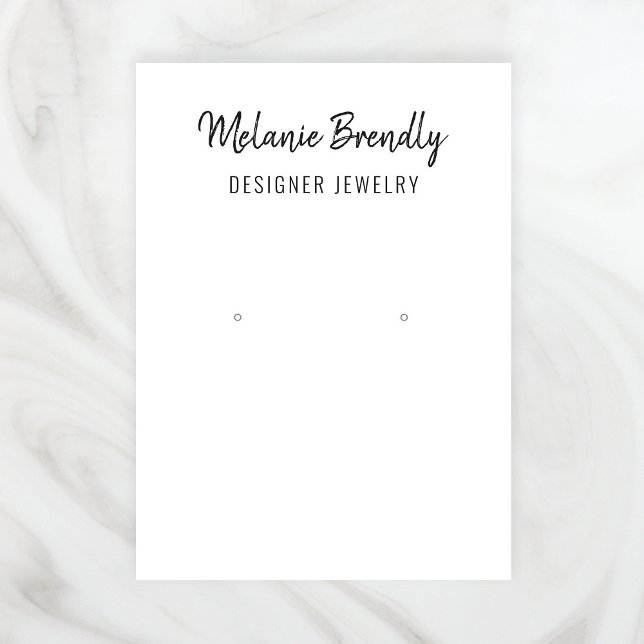 Trendigt Namn Svart Vitt Smycken Örhänge Display Visitkort (Stylishly Personalize with Your Custom Name. Add Optional Text.)