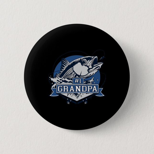 Trendigt nummer 1 farfar fiske logotyp  knapp (Framsida)