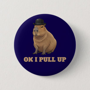 Trendigt och roligt Capybara-memedesign Knapp