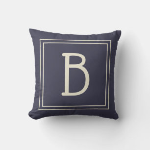 Trendigt skräddarsytt monogram initial chic blå ta kudde