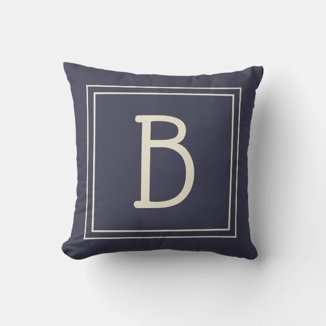 Trendigt skräddarsytt monogram initial chic blå ta kudde (Framsida)