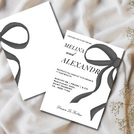 Trendigt svart och vitt bröllop med snygg band  inbjudningar