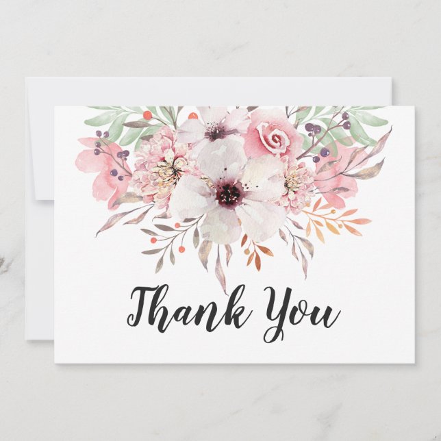 Trendigt Vattenfärg Country Blommig Tacksamhetskor Tack Kort (Framsida)