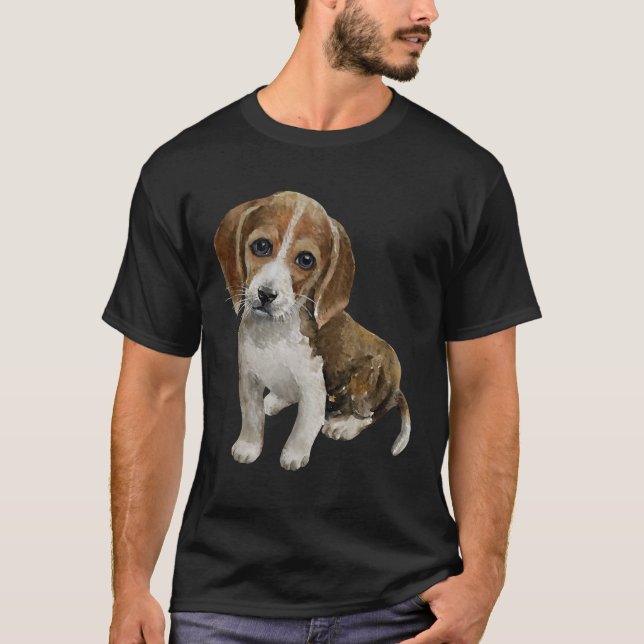 Trendin för målning av Puppy-Hund för vattenfärgsb T Shirt (Framsida)