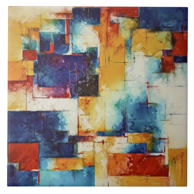 Trending Abstrakt Painting Art M1 Ceramic Tile Kakelplatta (Framsidan)