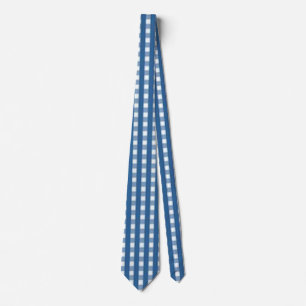 "Trending Blue and White Gingham Check" Neck Tie Slips