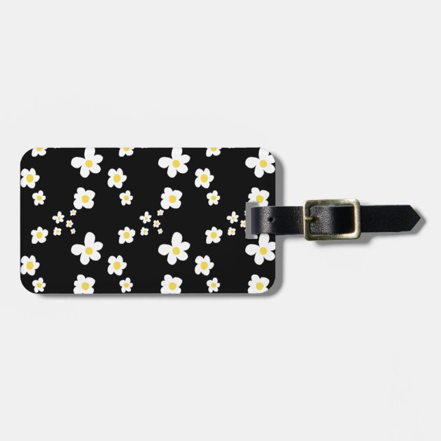 Trending daisy mönster Black gult white, modern Bagagebricka (Horisontell Framsida)