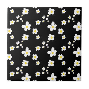 Trending daisy mönster Black gult white, modern Kakelplatta