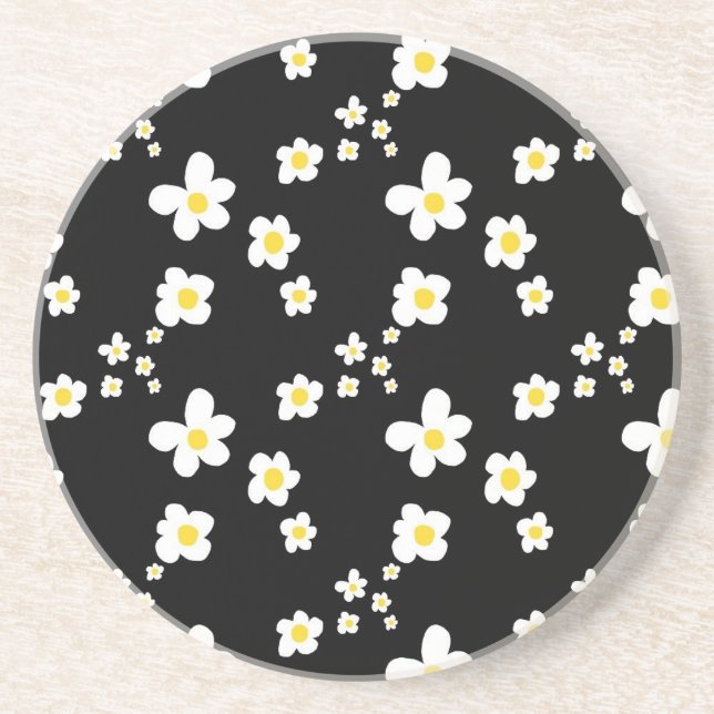 Trending daisy mönster Black gult white, modern Underlägg (Framsidan)