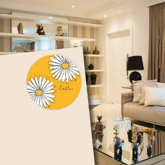 Trending Daisy Orange inky art Runt Klistermärke