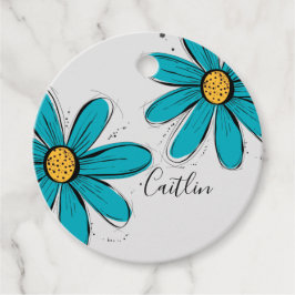 Trending Daisy teal inky art Gift-Märkre Gåvor Etiketter