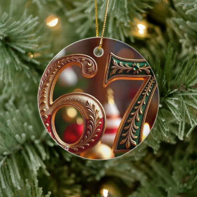 Trending Elegant Six Seven Christmas Meme Julgransprydnad Keramik (Träd)