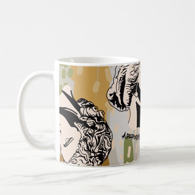 Trending Greece Gods Art Porträtt Seamless Mönster Kaffemugg (Vänster)