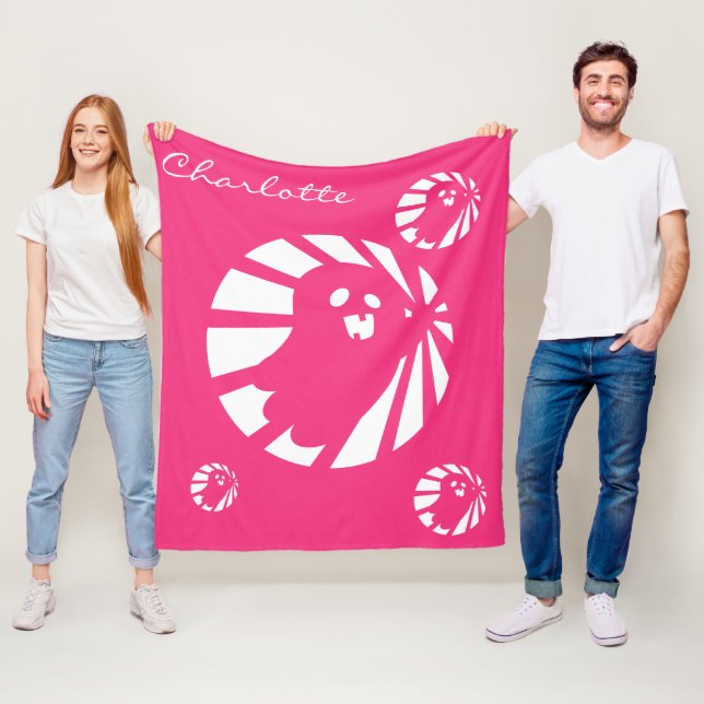 Trending Halloween Cute Rosa and White Ghost Fleecefilt (På plats)