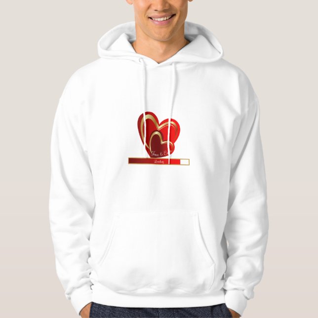 Trending Kärlek Loading Red Hearts Anpassningsbar  Hoodie (Framsida)