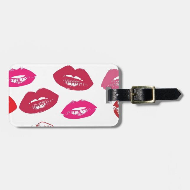 Trending Kisses mönster luscious rosa läppar mwah! Bagagebricka (Horisontell Framsida)