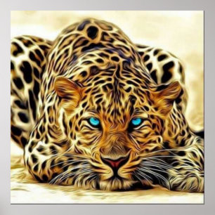 Trending Leopard Blue Öga Poster