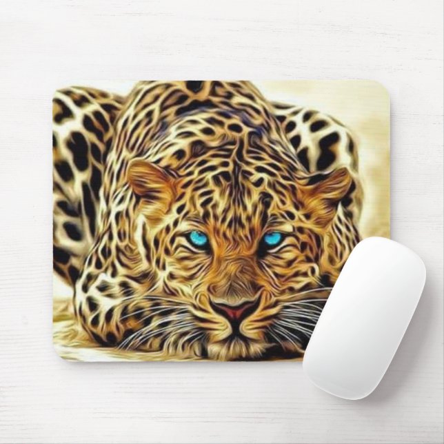 Trending Leopard Blue Ögon Mousepad Musmatta (Med mus)