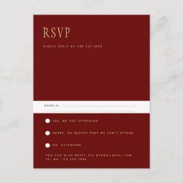 Trending Modern Burgundy Guld Bröllop OSA Postca Vykort