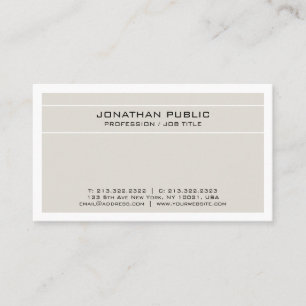 Trending Modern Elegant Beige White Clean Visitkort