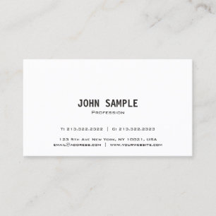 Trending Modern Elegant White Sleek Kreativ Plain Visitkort