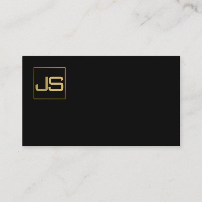 Trending Modern Monogram Snyggt Black Guld Visitkort (Framsida)