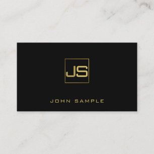 Trending Modern Monogram Snyggt Black Guld Visitkort