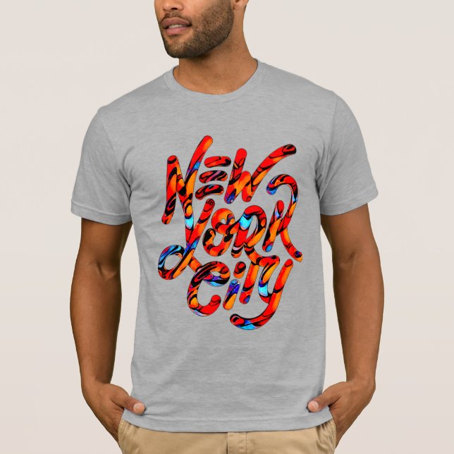 Trending New York City Logotyp in Summer Färg T Shirt (Framsida)