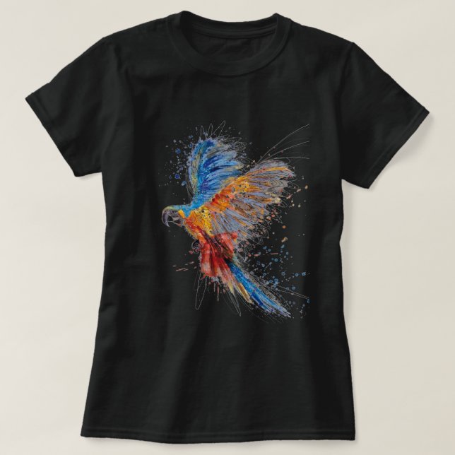 Trending Parrot Watercolor T-Shirt (Design framsida)