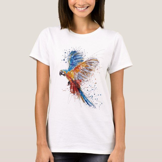 Trending Parrot Watercolor T-Shirt (Framsida)