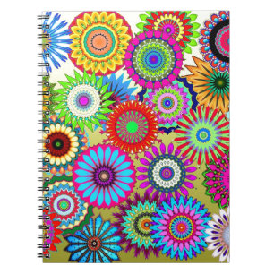 Trending Psychadelic Flower Power Print Suppor Anteckningsbok