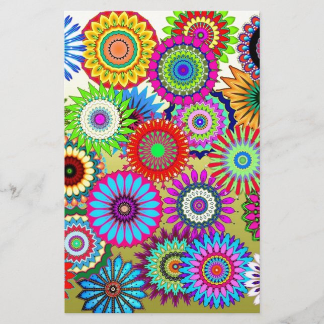 Trending Psychadelic Flower Power Print Suppor Brevpapper (Framsida)