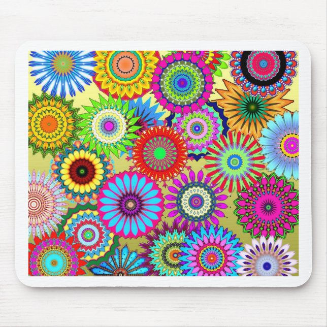 Trending Psychadelic Flower Power Print Suppor Musmatta (Framsidan)