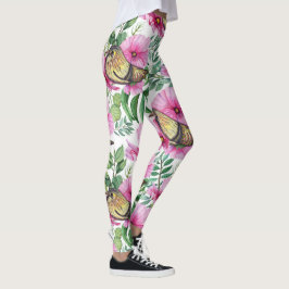 Trending Red, Lila & Birds Nature Blommigt Leggings