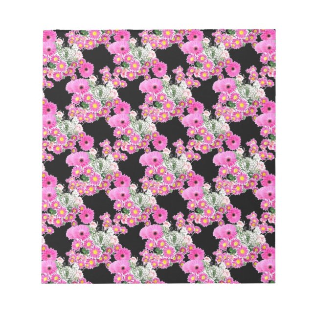 Trending Rosa Black blommönster-tillbehör Anteckningsblock (Framsida)