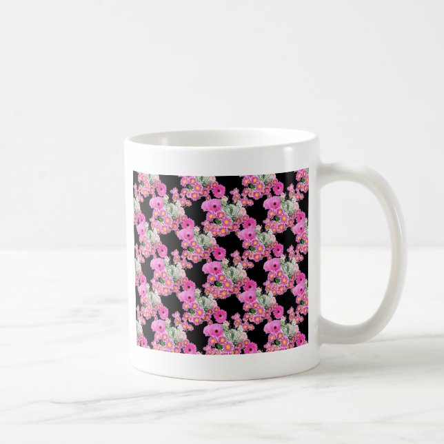 Trending Rosa Black blommönster-tillbehör Kaffemugg (Höger)