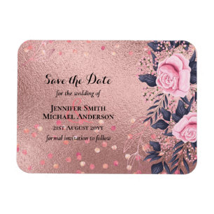 Trending ROSEGOLD Bröllop Rosa Navy Metallic Magnet