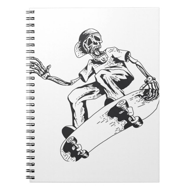 Trending Skeleton play-skateboard Anteckningsbok (Framsidan)