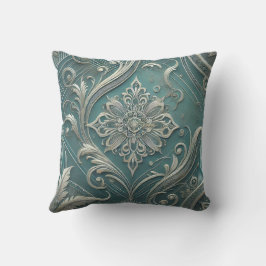 Trending Teal Intricate Blommigt Motif Design2 Kudde