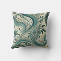 Trending Teal Intricate Blommigt & Swirling Mönste