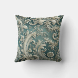 Trending Teal Intricate Blommigt & Swirling Mönste Kudde