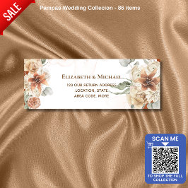 Trending Terracotta Pampas Grass Bröllop Returadress Etikett