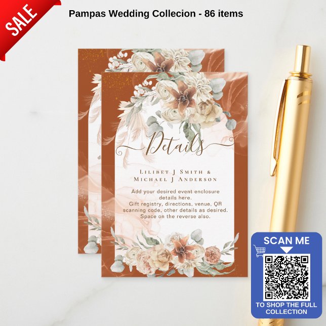 Trending Terracotta Pampas Grass Bröllop Tilläggskort (Skapare uppladdad)