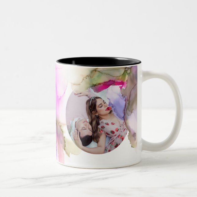 Trending Watercolor PHOTO Gift Moody Två-Tonad Mugg (Höger)