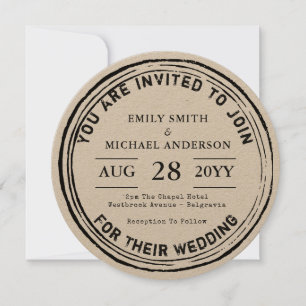 Trending Wedding-inbjudan 2018 Rustic Round Inky Inbjudningar