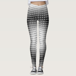 Trending white black star intricate mönster leggings