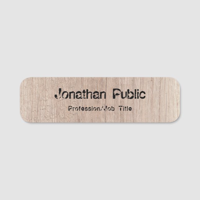 Trending-Wood-look Distress-textmall Namnbricka (Framsida)