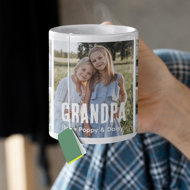 Trendy 5 Photo Collage Grandpa Kaffemugg (Skapare uppladdad)