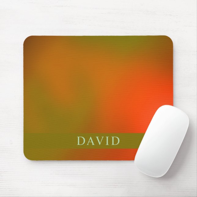 Trendy Abstract Green and Orange Mouse Mat Musmatta (Med mus)