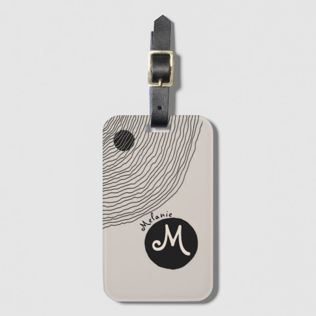 Trendy abstract minimal  hand sketched Monogram  Bagagebricka (Framsida vertikal)